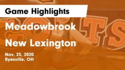 Meadowbrook  vs New Lexington  Game Highlights - Nov. 23, 2020
