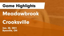 Meadowbrook  vs Crooksville  Game Highlights - Jan. 30, 2021