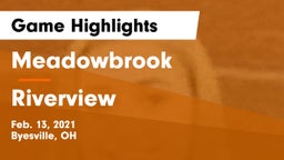 Meadowbrook  vs Riverview Game Highlights - Feb. 13, 2021