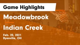 Meadowbrook  vs Indian Creek  Game Highlights - Feb. 20, 2021