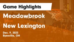 Meadowbrook  vs New Lexington  Game Highlights - Dec. 9, 2023