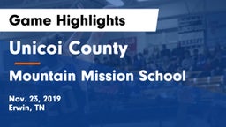 Unicoi County  vs Mountain Mission School Game Highlights - Nov. 23, 2019