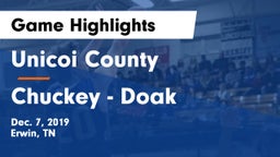 Unicoi County  vs Chuckey - Doak  Game Highlights - Dec. 7, 2019