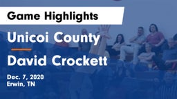 Unicoi County  vs David Crockett  Game Highlights - Dec. 7, 2020