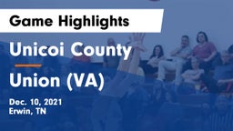 Unicoi County  vs Union (VA)  Game Highlights - Dec. 10, 2021