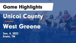 Unicoi County  vs West Greene  Game Highlights - Jan. 4, 2022