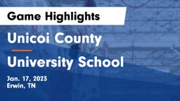 Unicoi County  vs University School Game Highlights - Jan. 17, 2023