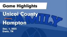 Unicoi County  vs Hampton  Game Highlights - Dec. 1, 2023