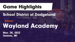 School District of Dodgeland vs Wayland Academy  Game Highlights - Nov. 28, 2023