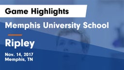 Memphis University School vs Ripley  Game Highlights - Nov. 14, 2017