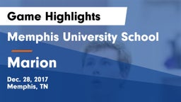 Memphis University School vs Marion  Game Highlights - Dec. 28, 2017