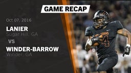 Recap: Lanier  vs. Winder-Barrow  2016