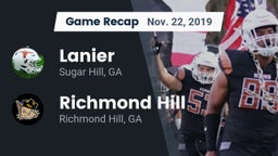 Recap: Lanier  vs. Richmond Hill  2019