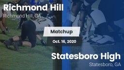 Matchup: Richmond Hill High vs. Statesboro High 2020