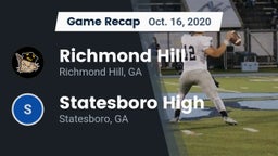 Recap: Richmond Hill  vs. Statesboro High 2020