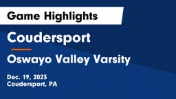 Coudersport  vs Oswayo Valley Varsity Game Highlights - Dec. 19, 2023