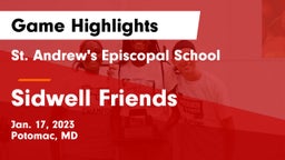 St. Andrew's Episcopal School vs Sidwell Friends  Game Highlights - Jan. 17, 2023