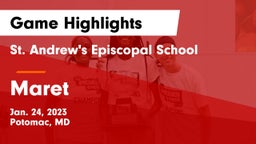 St. Andrew's Episcopal School vs Maret  Game Highlights - Jan. 24, 2023