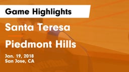 Santa Teresa  vs Piedmont Hills  Game Highlights - Jan. 19, 2018
