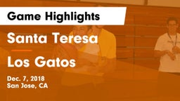Santa Teresa  vs Los Gatos  Game Highlights - Dec. 7, 2018