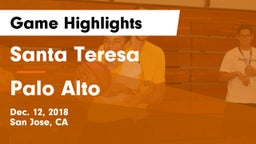 Santa Teresa  vs Palo Alto  Game Highlights - Dec. 12, 2018