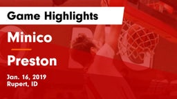 Minico  vs Preston  Game Highlights - Jan. 16, 2019