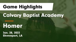 Calvary Baptist Academy  vs Homer  Game Highlights - Jan. 28, 2022