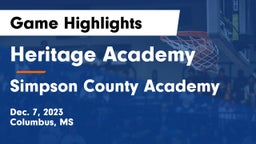 Heritage Academy  vs Simpson County Academy Game Highlights - Dec. 7, 2023