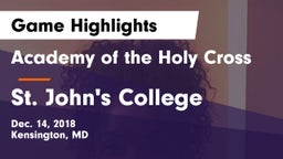 Academy of the Holy Cross vs St. John's College  Game Highlights - Dec. 14, 2018