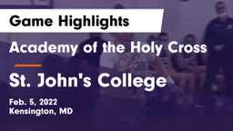 Academy of the Holy Cross vs St. John's College  Game Highlights - Feb. 5, 2022