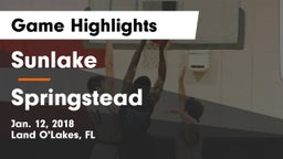 Sunlake  vs Springstead Game Highlights - Jan. 12, 2018