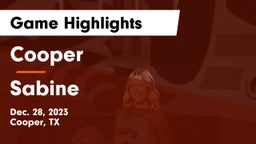 Cooper  vs Sabine  Game Highlights - Dec. 28, 2023