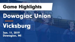 Dowagiac Union vs Vicksburg  Game Highlights - Jan. 11, 2019