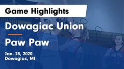 Dowagiac Union vs Paw Paw  Game Highlights - Jan. 28, 2020