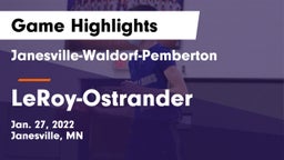 Janesville-Waldorf-Pemberton  vs LeRoy-Ostrander  Game Highlights - Jan. 27, 2022