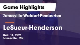 Janesville-Waldorf-Pemberton  vs LeSueur-Henderson  Game Highlights - Dec. 14, 2023