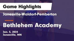 Janesville-Waldorf-Pemberton  vs Bethlehem Academy  Game Highlights - Jan. 5, 2024