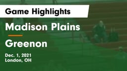 Madison Plains  vs Greenon  Game Highlights - Dec. 1, 2021