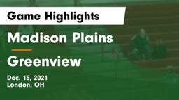 Madison Plains  vs Greenview  Game Highlights - Dec. 15, 2021