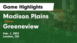 Madison Plains  vs Greeneview  Game Highlights - Feb. 1, 2023