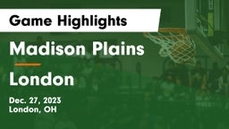 Madison Plains  vs London  Game Highlights - Dec. 27, 2023