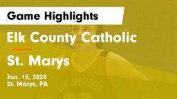 Elk County Catholic  vs St. Marys  Game Highlights - Jan. 13, 2024