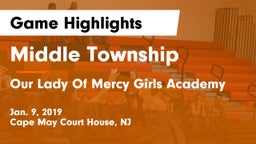 Middle Township  vs Our Lady Of Mercy Girls Academy Game Highlights - Jan. 9, 2019