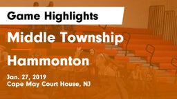 Middle Township  vs Hammonton  Game Highlights - Jan. 27, 2019
