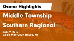 Middle Township  vs Southern Regional  Game Highlights - Feb. 9, 2019
