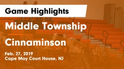 Middle Township  vs Cinnaminson  Game Highlights - Feb. 27, 2019