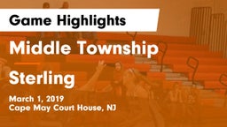 Middle Township  vs Sterling  Game Highlights - March 1, 2019
