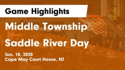 Middle Township  vs Saddle River Day Game Highlights - Jan. 18, 2020