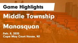 Middle Township  vs Manasquan  Game Highlights - Feb. 8, 2020