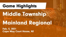 Middle Township  vs Mainland Regional  Game Highlights - Feb. 5, 2021